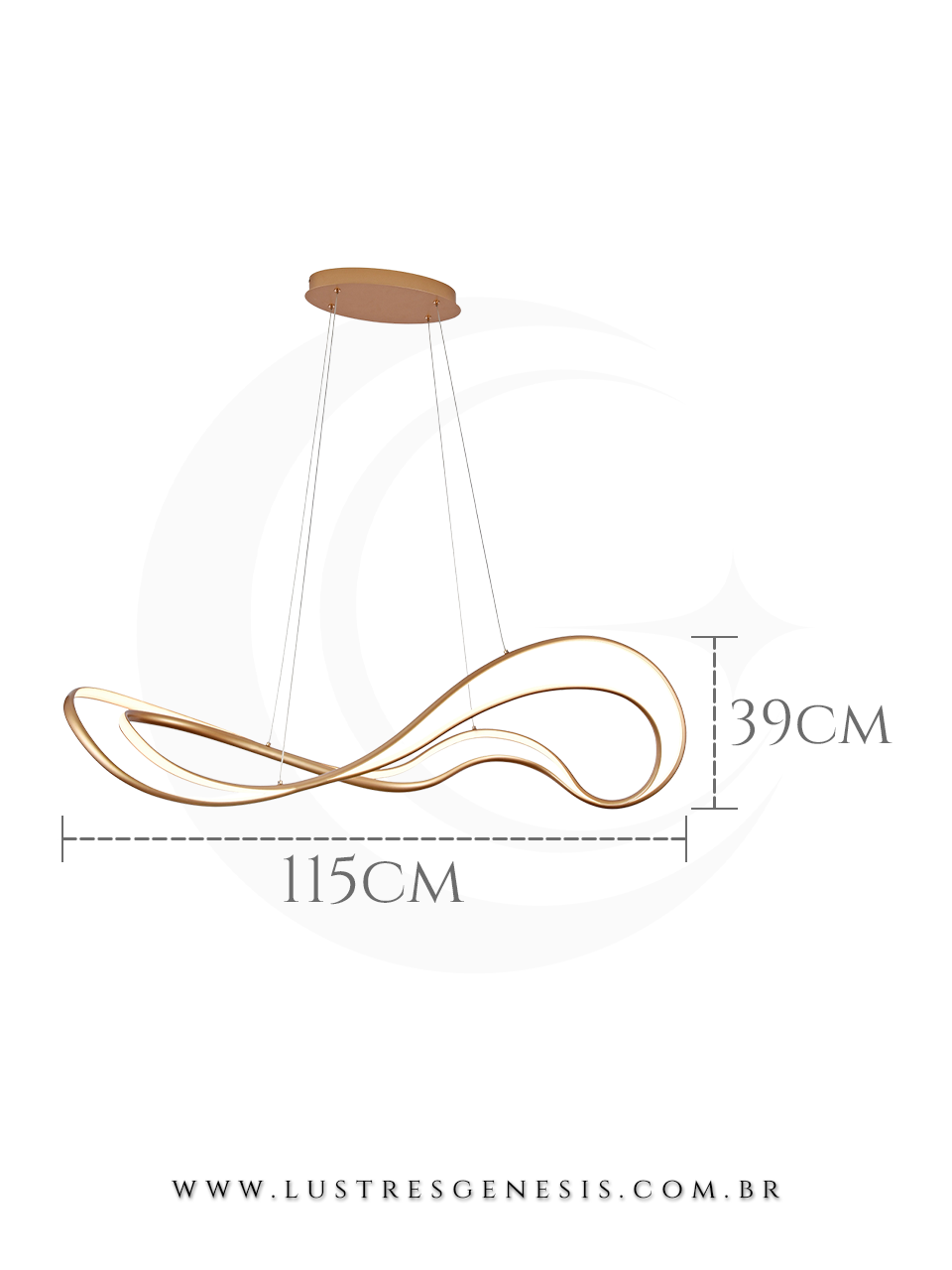 Lustre Pendente de LED Moderno 115cm Dourado Lustres Genesis loja online de Lustres e Iluminação Decorativa